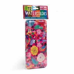 eeBoo Birds in Fuchsia Watercolor Paint Set - 12 Colors with High-Quality Brush