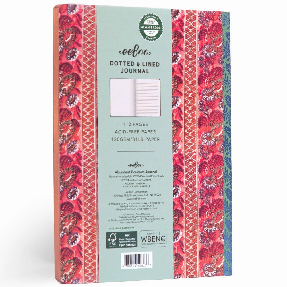eeBoo Piece & Love: Abundant Bouquet Gilded Journal - Floral Hardcover Diary