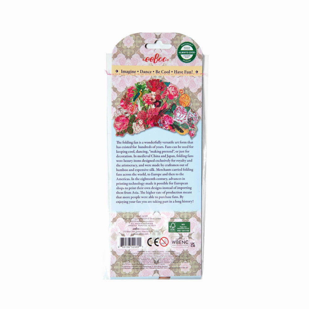 eeBoo Piece & Love Sarah Jarrett Artistic Paper Fan - 15" Unfoldable