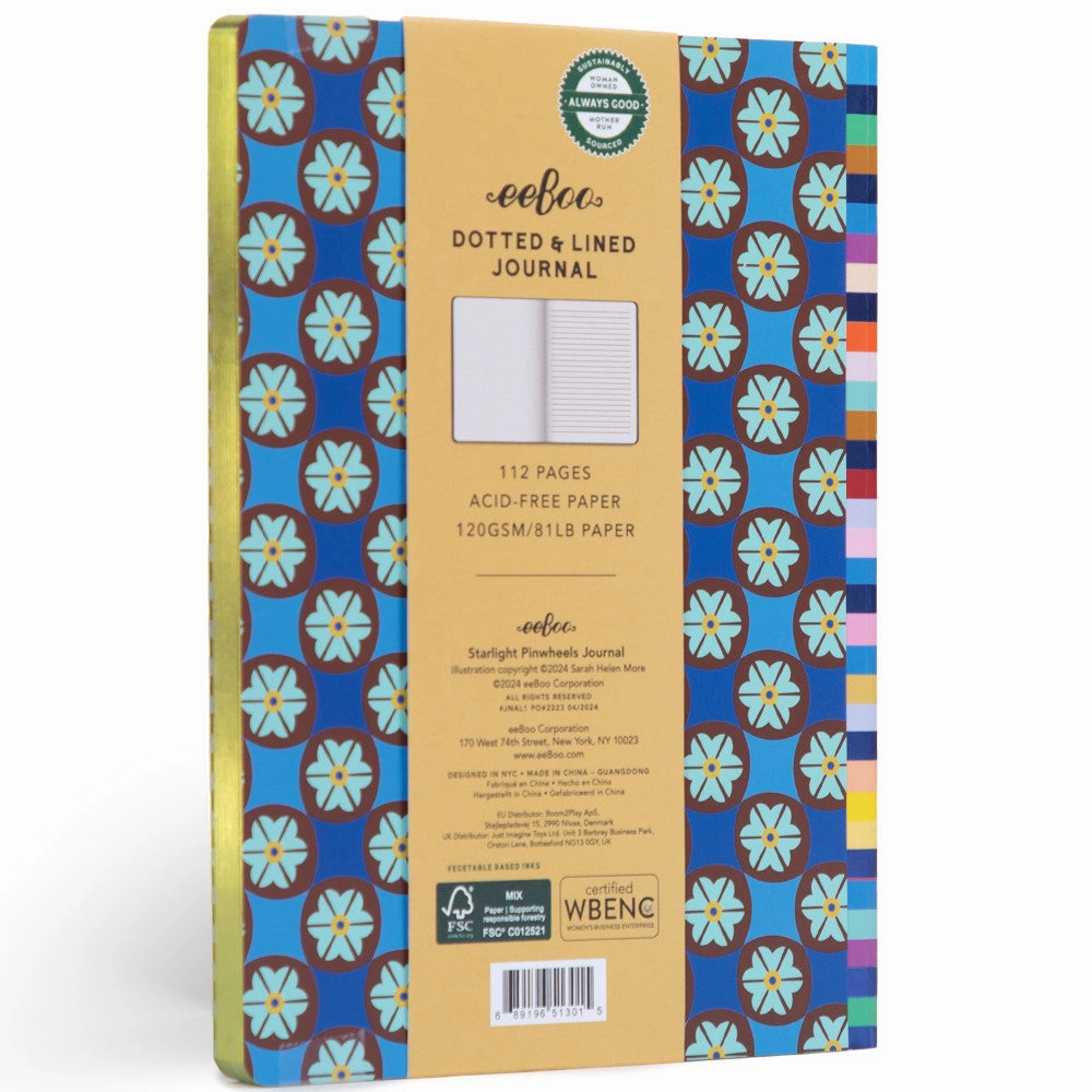 eeBoo Piece & Love Starlight Pinwheels Gilded Journal - Vibrant Adult Diary