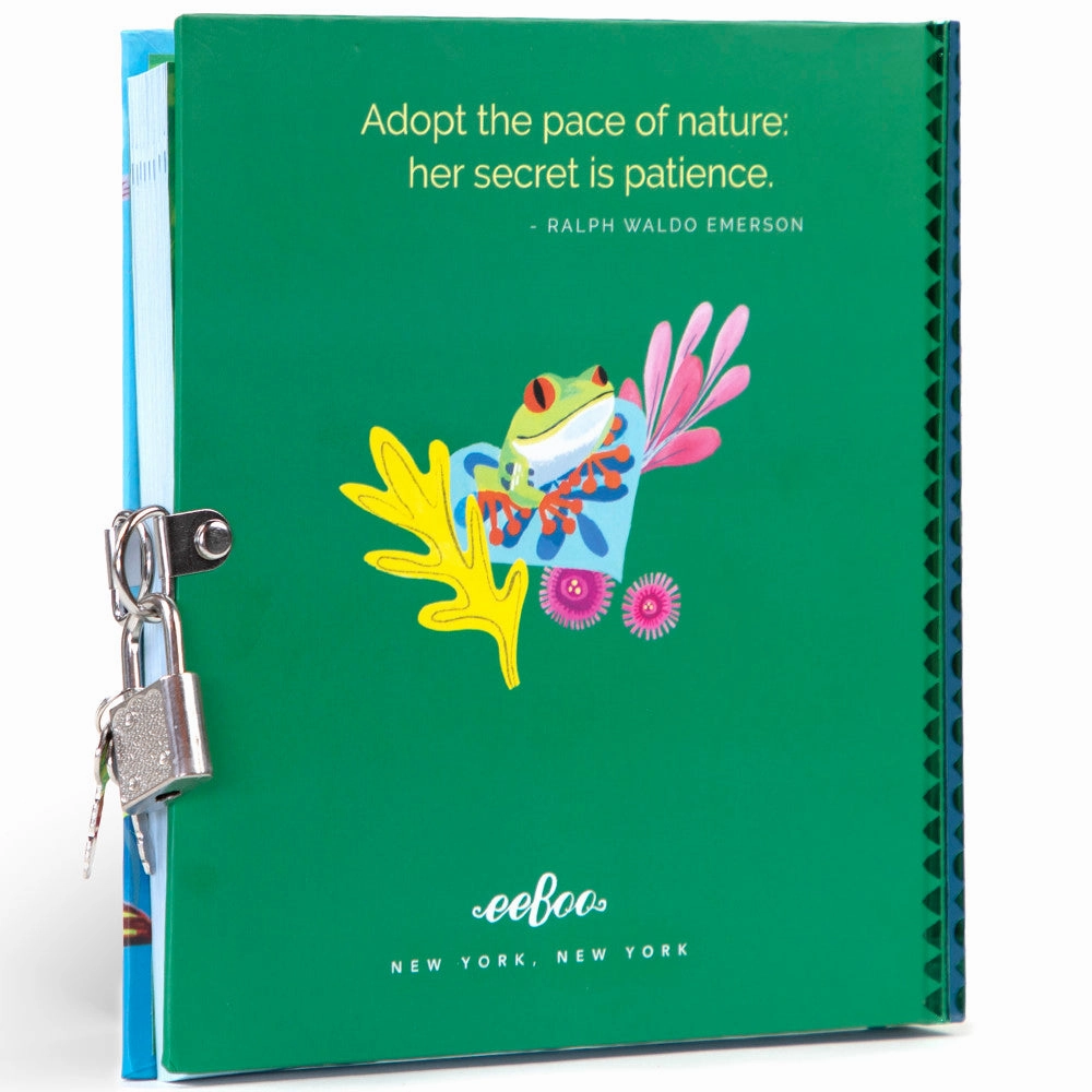 eeBoo Rainforest Animals Foiled Locking Journal - Kids Diary