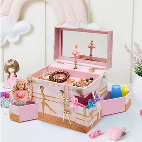 Enchantmints Ballet School Jewelry Box - Magical Ballerina Dance Recital Gift for Little Girls