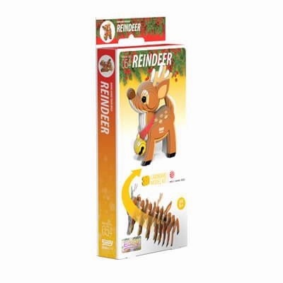 Eugy 3D Christmas Reindeer Cardboard Craft Kit for Children Age 6 & Up
