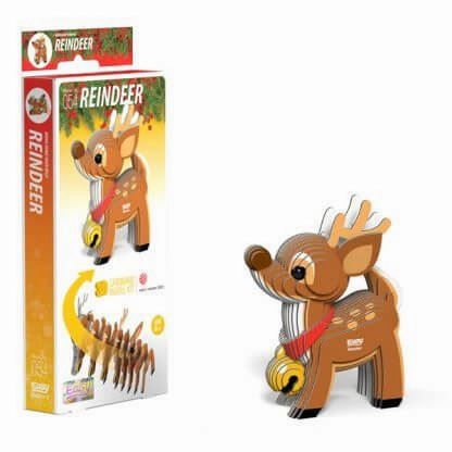 Eugy 3D Christmas Reindeer Cardboard Craft Kit for Children Age 6 & Up