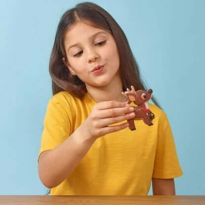Eugy 3D Christmas Reindeer Cardboard Craft Kit for Children Age 6 & Up