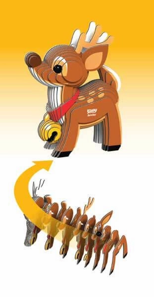 Eugy 3D Christmas Reindeer Cardboard Craft Kit for Children Age 6 & Up