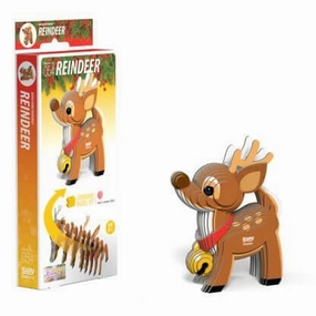 Eugy 3D Christmas Reindeer Cardboard Craft Kit for Children Age 6 & Up