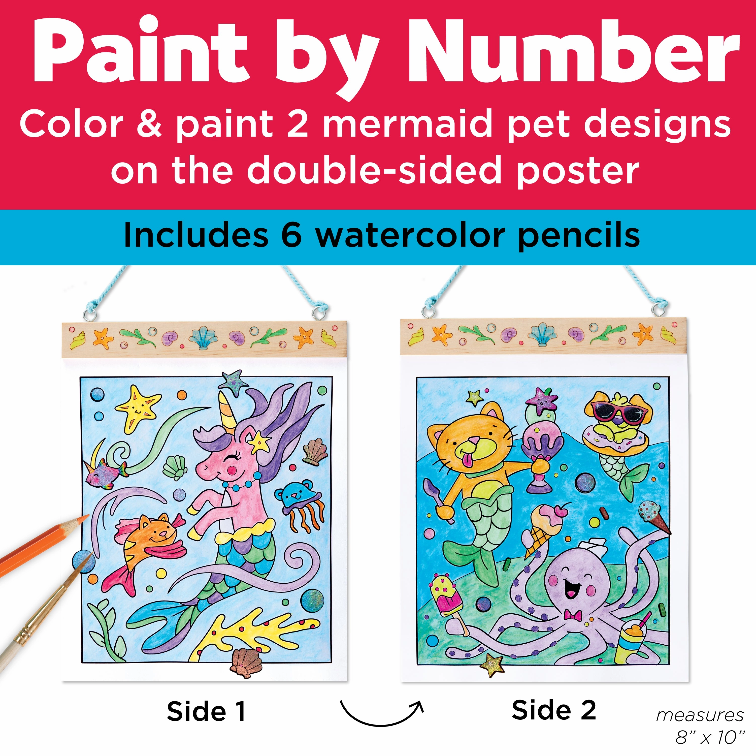 Faber-Castell Mermaid Pets Paint by Number Art Kit - Wall Art
