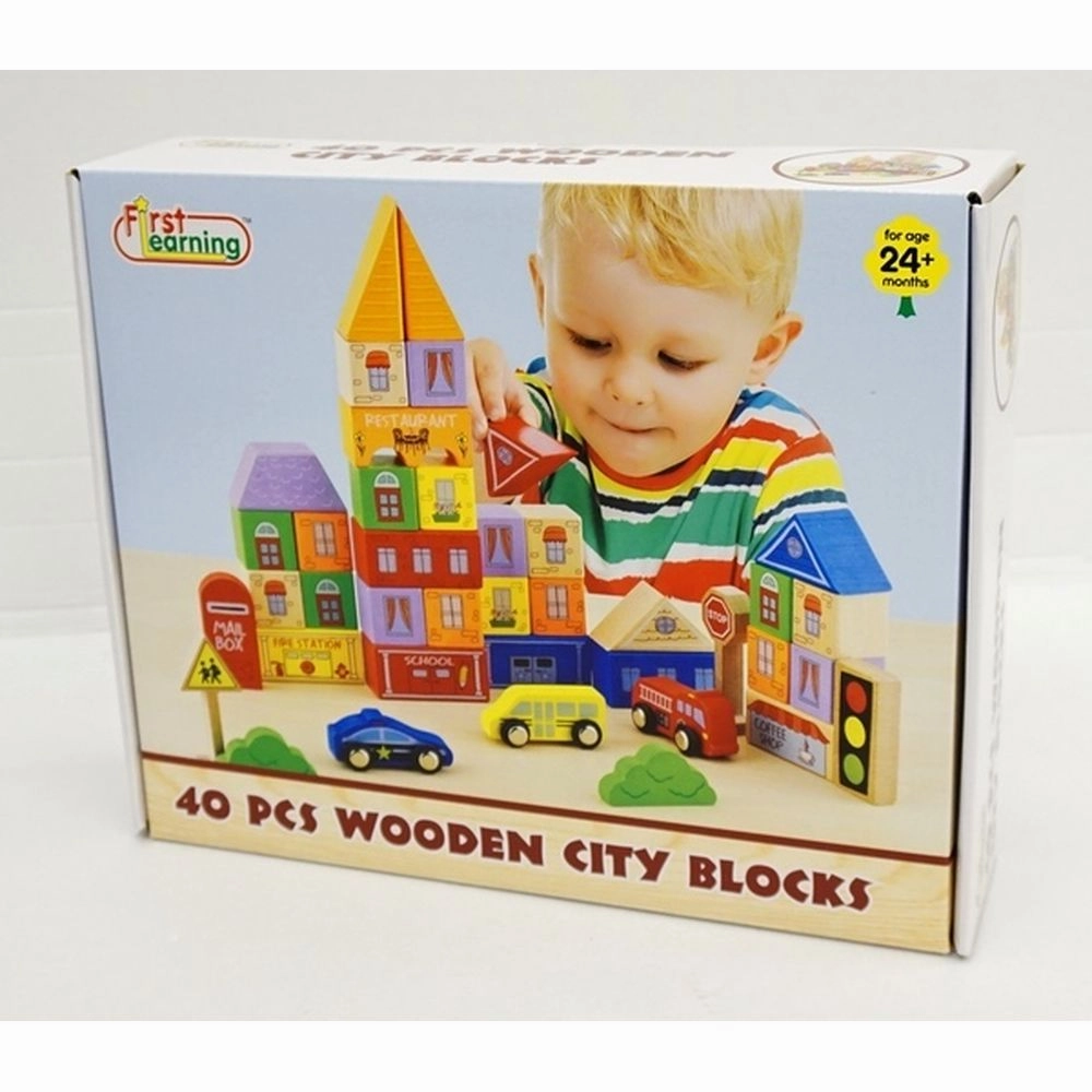 First Learning 40 Piece Wooden City Blocks