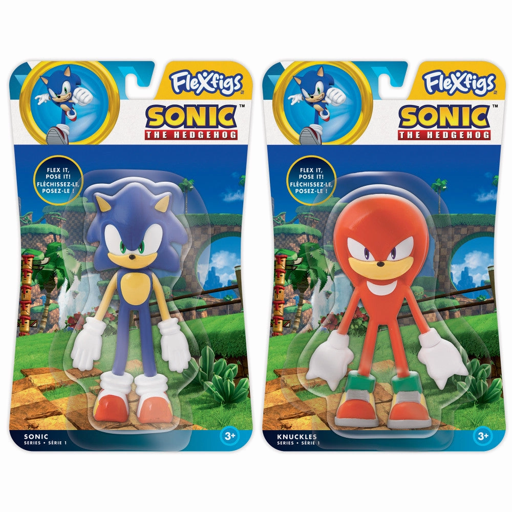 FleXfigs Sonic & Knuckles Articulated Action Figures - 2 Character Pack