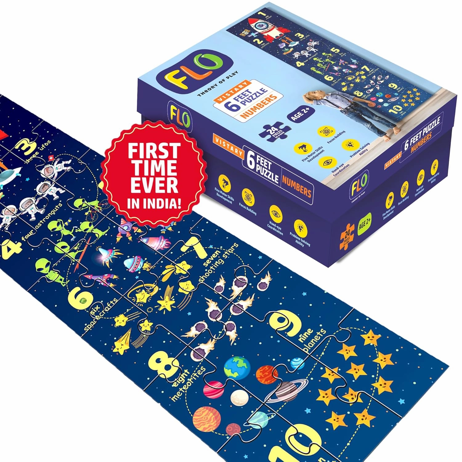 FLO Toys 6 Feet Puzzle Numbers Floor Puzzle For Kids,Ages, 2 