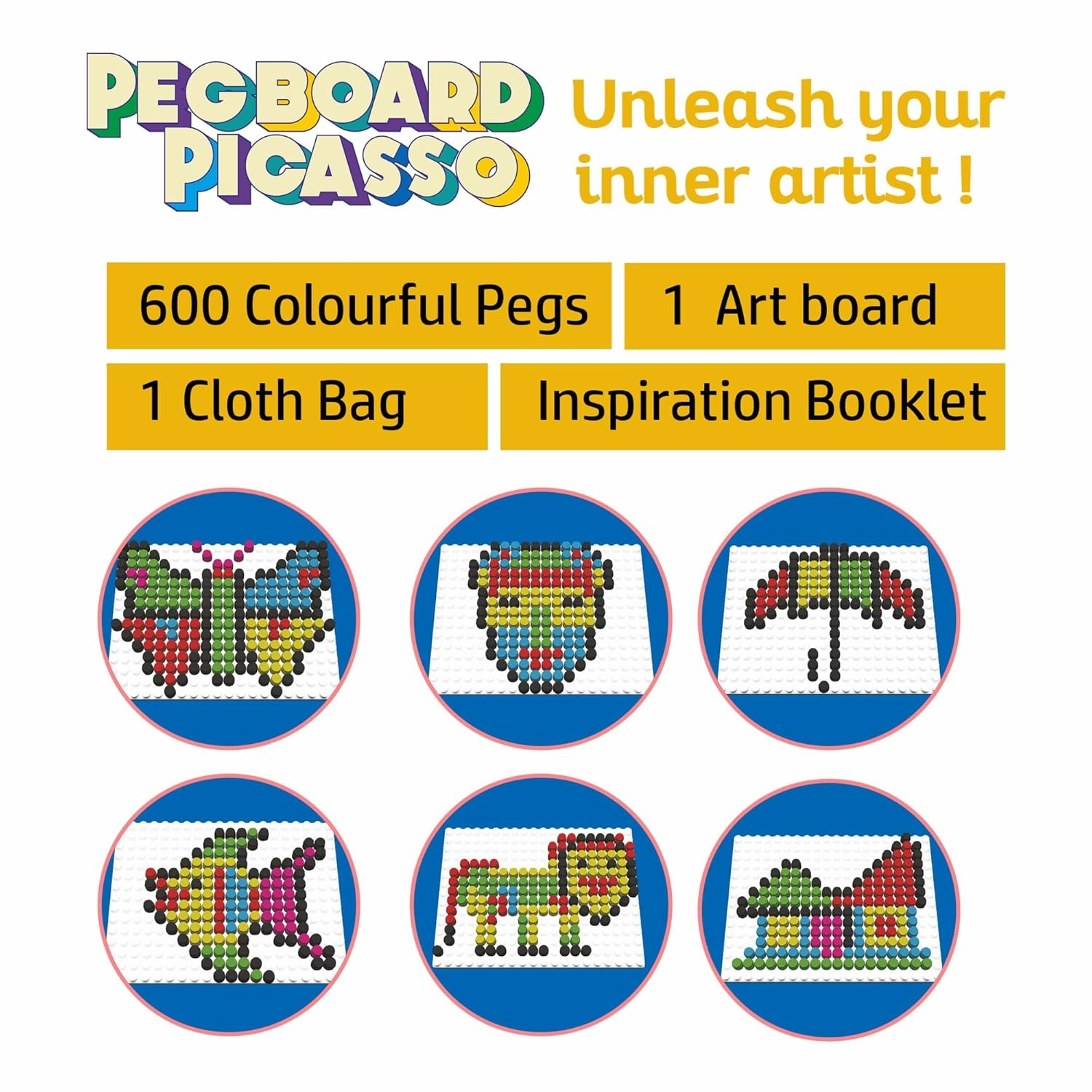 FLO Toys Peg Board Picasso Learning Kit For Kids Ages 6 