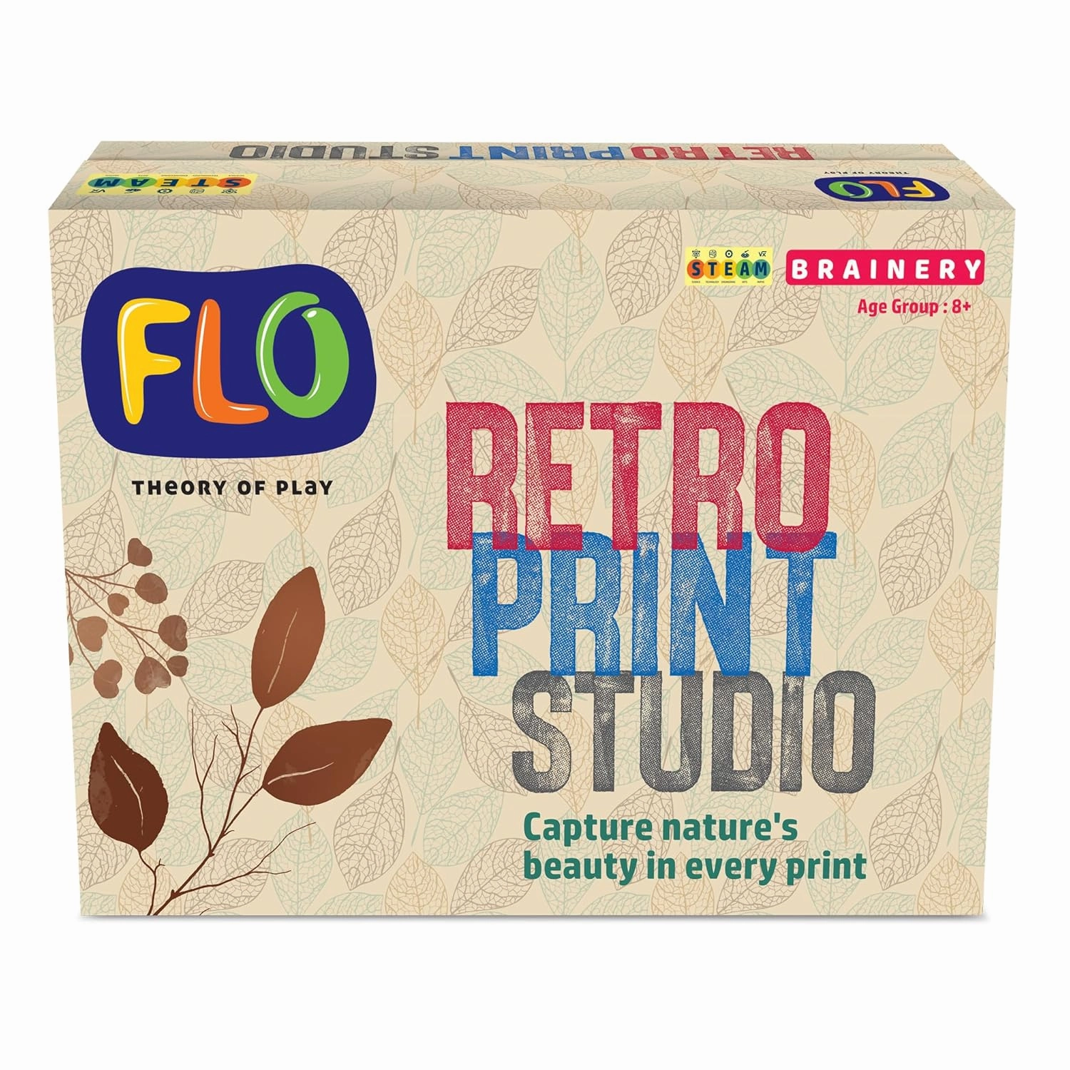 FLO Toys Retro Print Studio Create Beautiful NatureS Prints Of Leaves And Floral Patterns For Kids Ages 8 