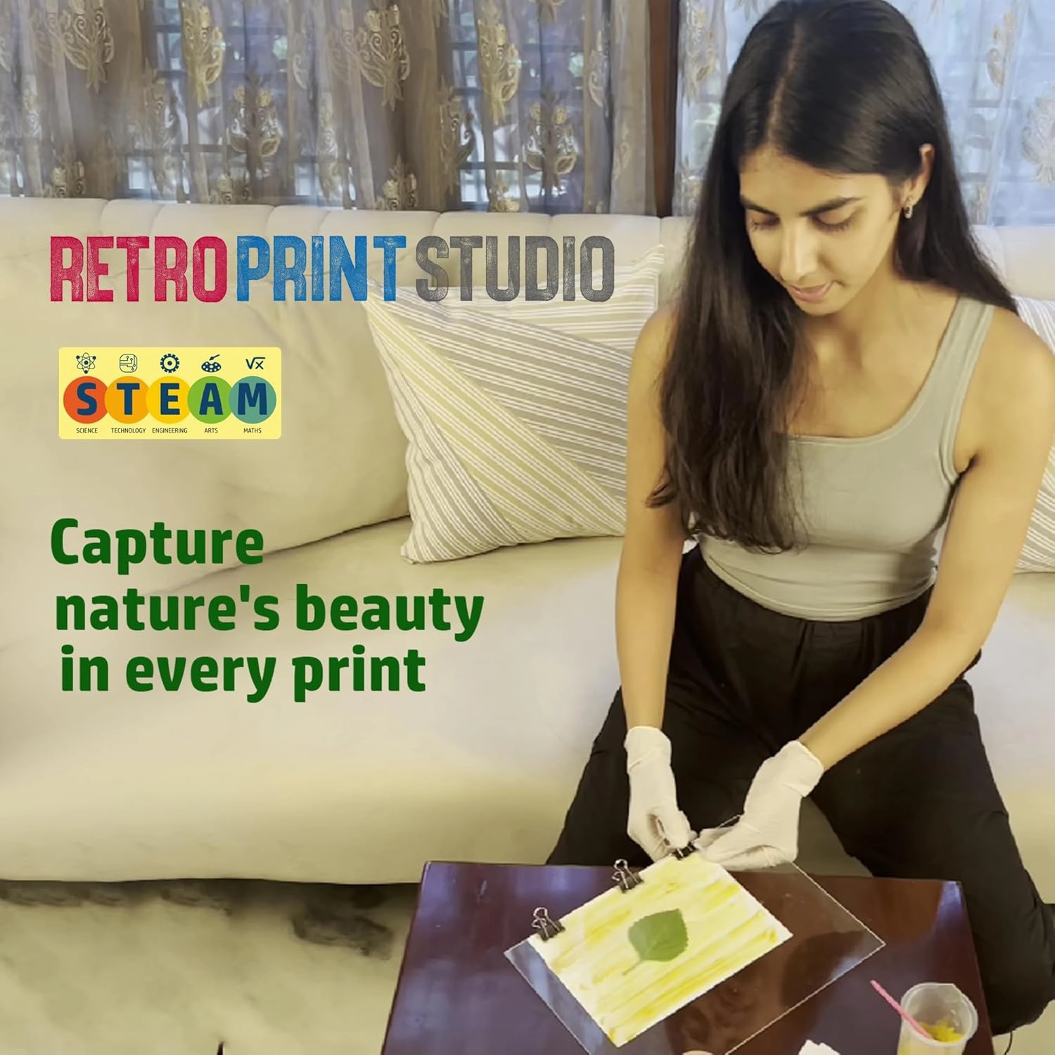 FLO Toys Retro Print Studio Create Beautiful NatureS Prints Of Leaves And Floral Patterns For Kids Ages 8 