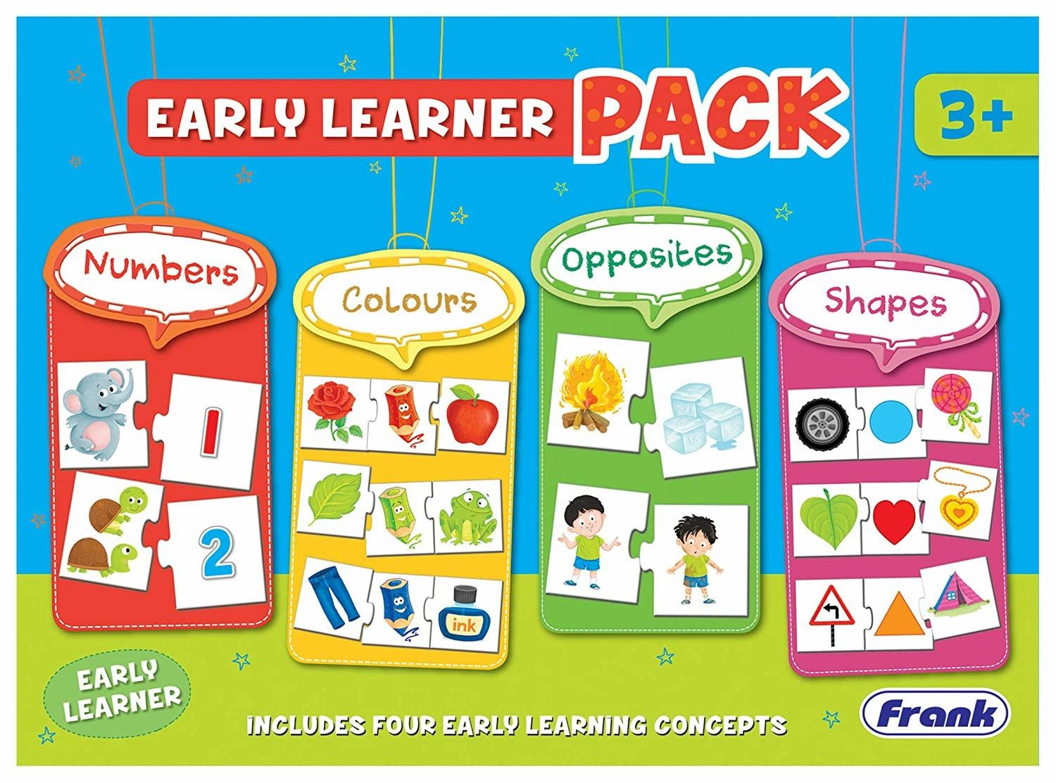 Frank Early Learner Pack 88 Pieces, 20 2-Piece and 16 3-Piece Self-Correcting Puzzles for Ages 3 & Above