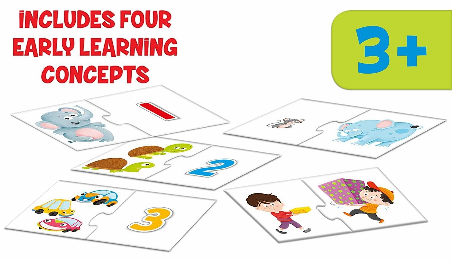 Frank Early Learner Pack 88 Pieces, 20 2-Piece and 16 3-Piece Self-Correcting Puzzles for Ages 3 & Above