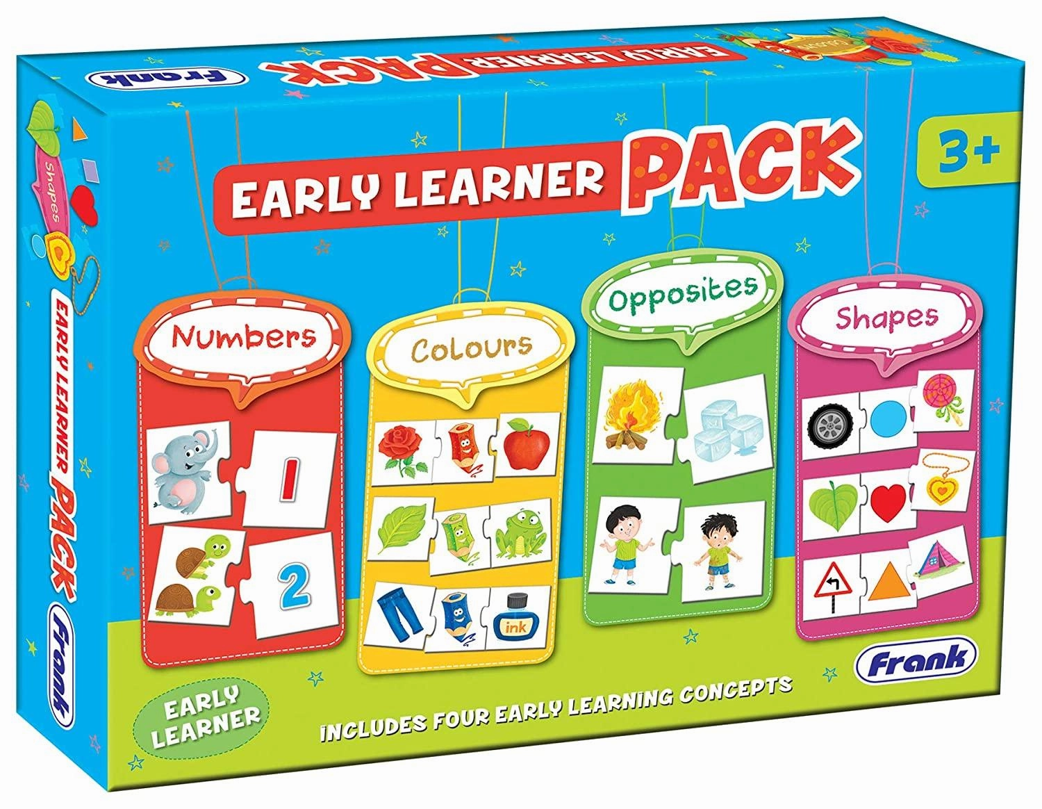 Frank Early Learner Pack 88 Pieces, 20 2-Piece and 16 3-Piece Self-Correcting Puzzles for Ages 3 & Above