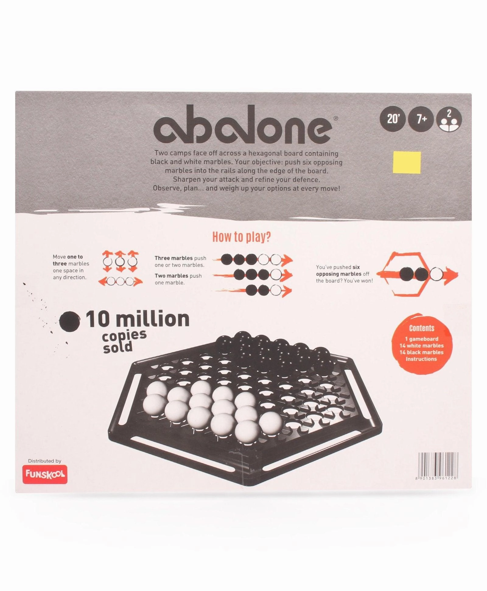Funskool Abalone Strategical Hexagonal Board Game - Black And White