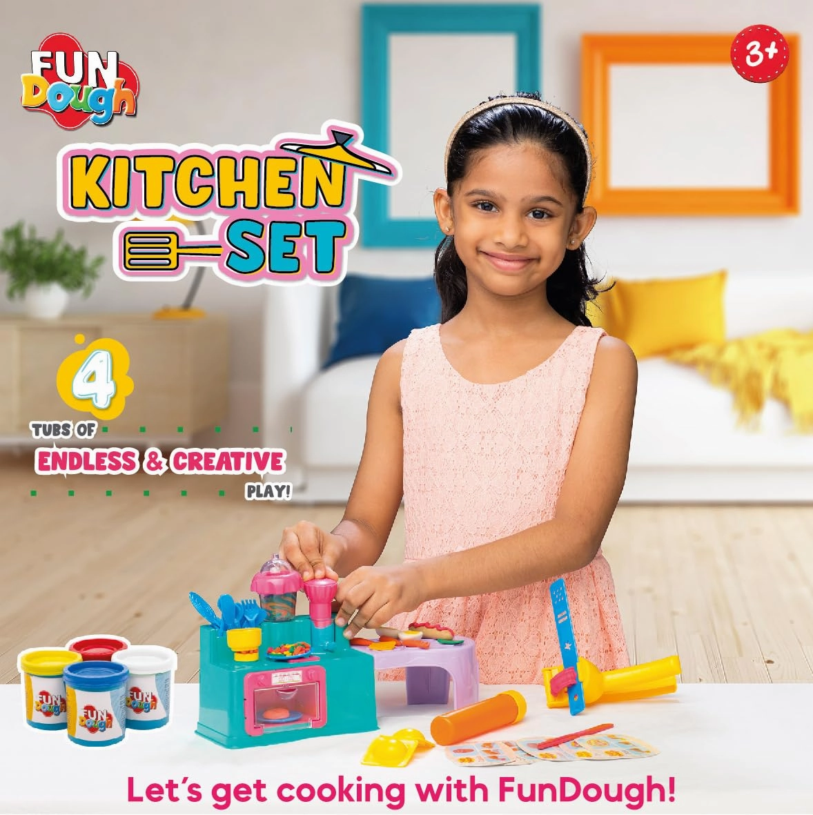 Funskool Fundough Kitchen Set, Cutting and Moulding Playset for 3 Years and above