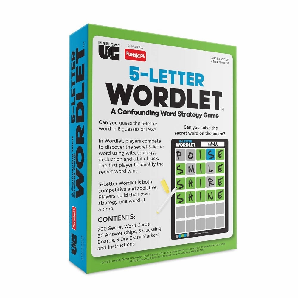 Funskool Games 5-Letter wordlet, Word Game, for Adults, Kids and Family, for 2 to 4 Players, for Ages 8 