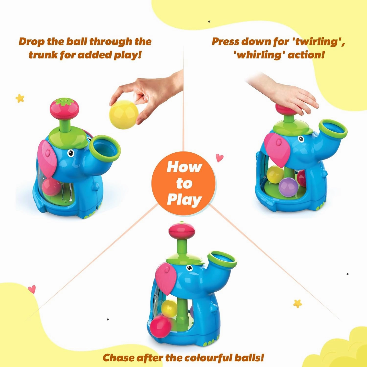 Funskool Giggles Jumbo Push & Twirl Spin Toy for Toddlers for Ages 1 