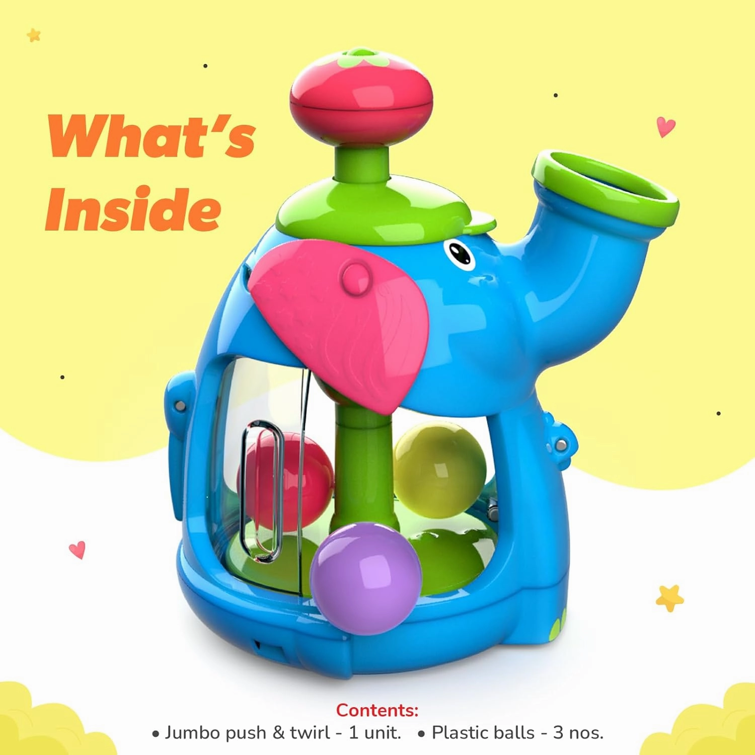 Funskool Giggles Jumbo Push & Twirl Spin Toy for Toddlers for Ages 1 