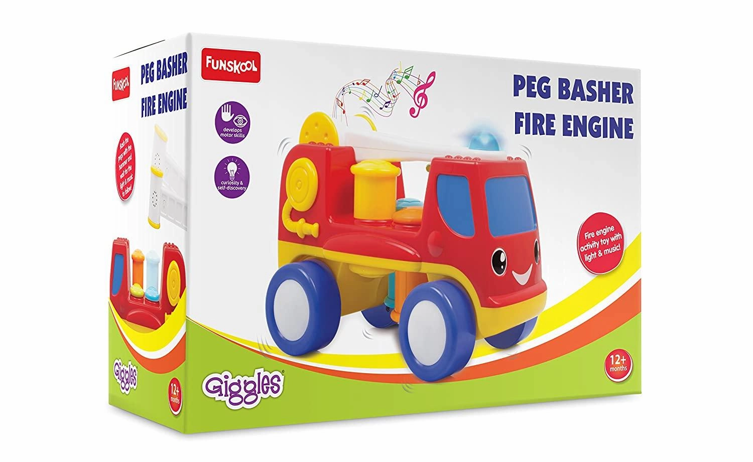 Funskool Giggles Peg Basher Fire Engine with Light & Sound for Ages 1-6 Years