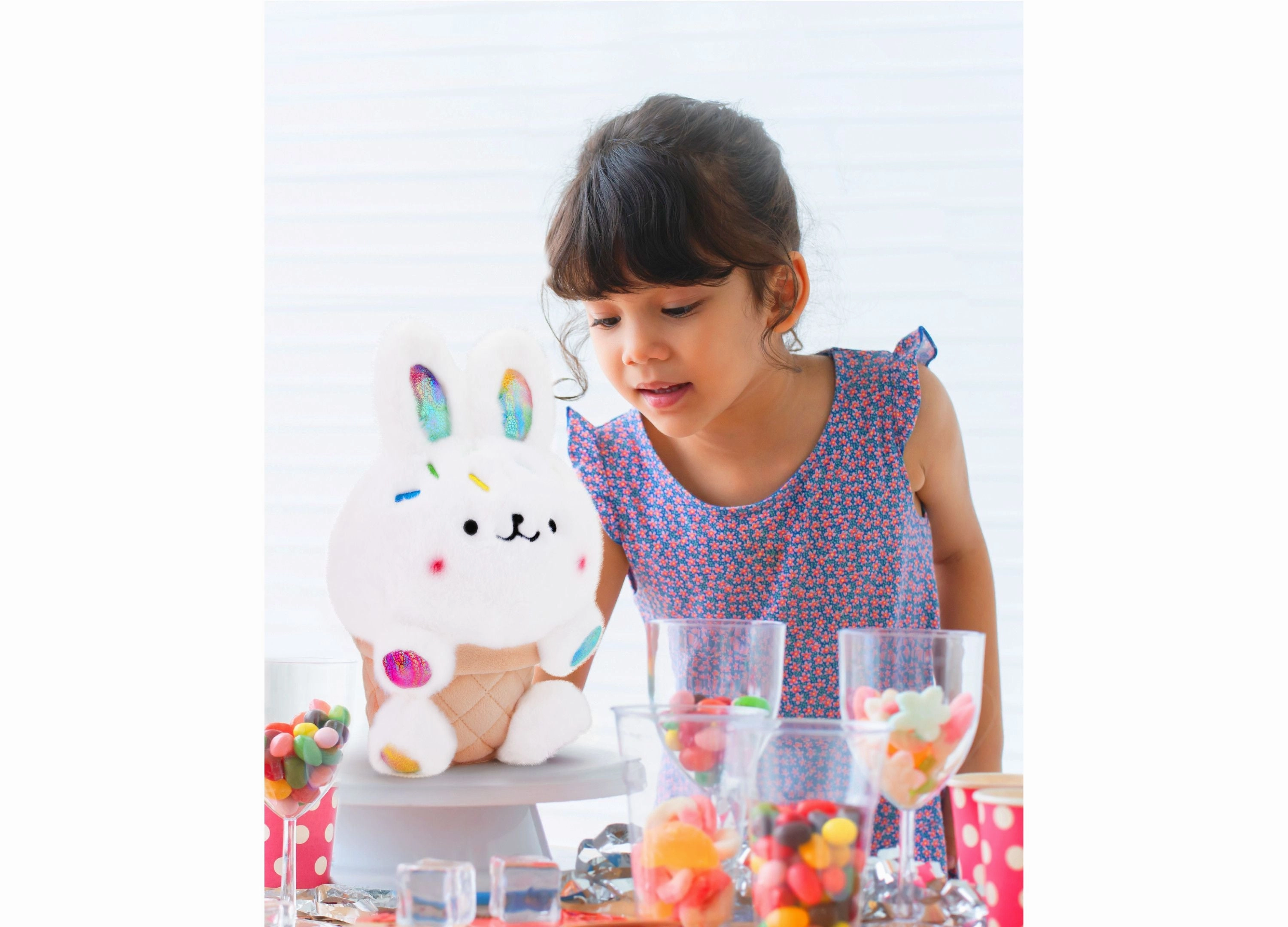 Geoffrey's Toy Box 10 inch Bunny Ice Cream Cone Plush - Sprinkle Accents