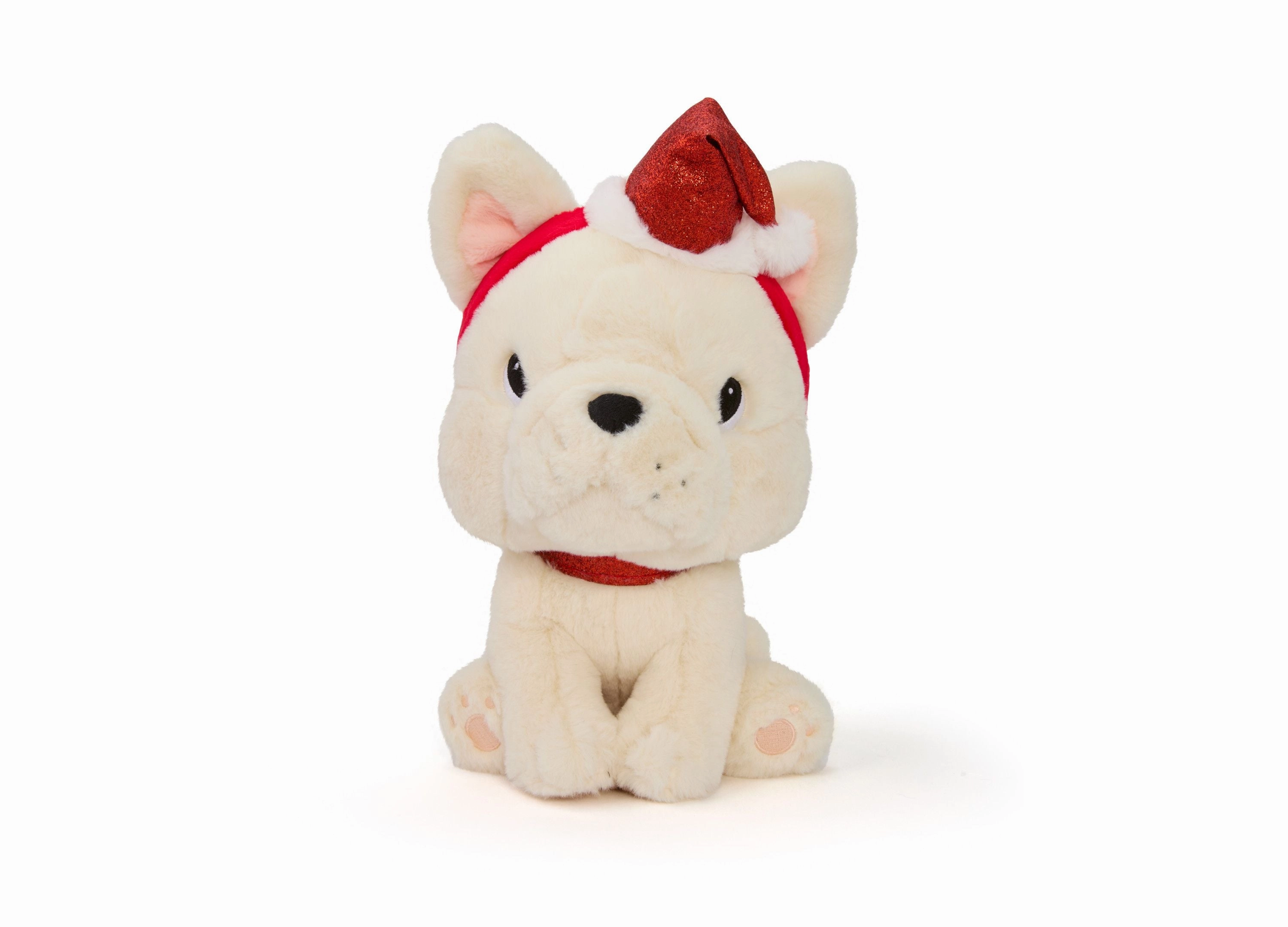 Geoffrey's Toy Box 10 inch French Bulldog Plush with Christmas Hat