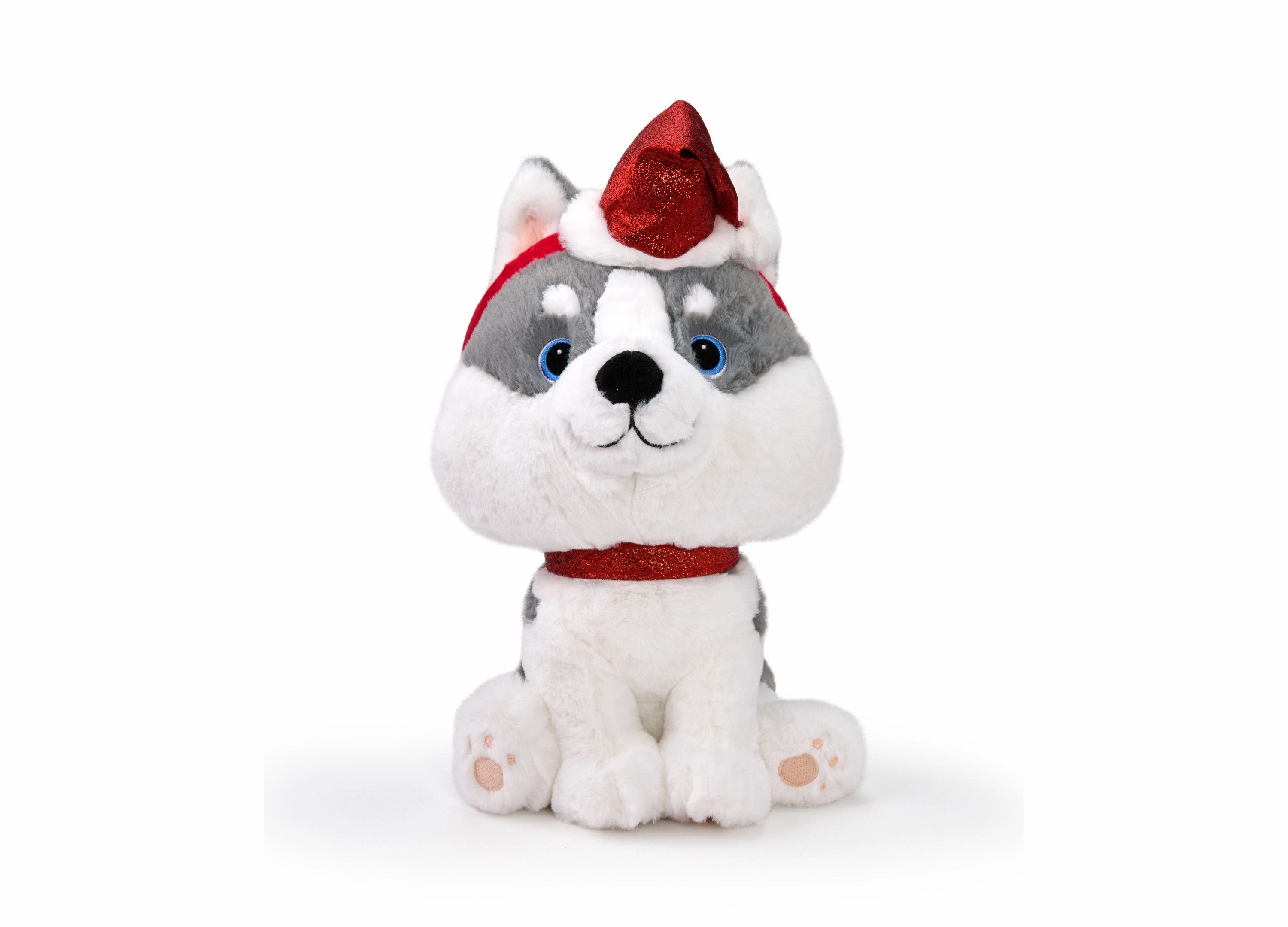 Geoffrey's Toy Box 10 Inch Husky Plush with Festive Christmas Hat