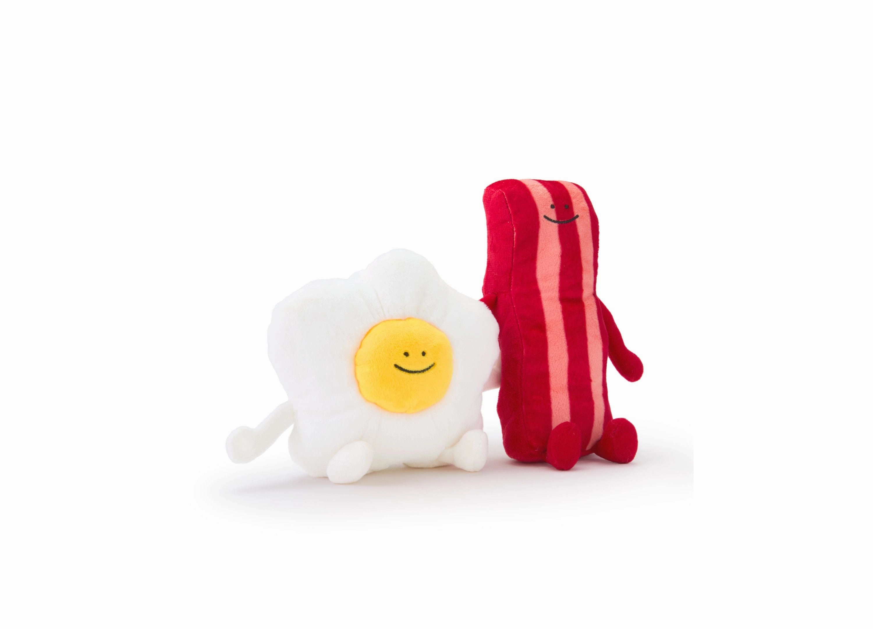 Geoffrey's Toy Box Buddies 9.5 Inch Bacon and Eggs Plush Toy Set - Brown/Yellow