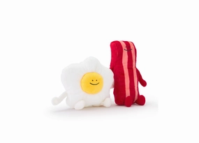 Geoffrey's Toy Box Buddies 9.5 Inch Bacon and Eggs Plush Toy Set - Brown/Yellow