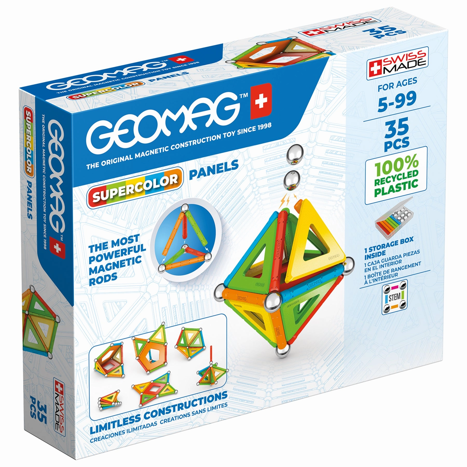 Geomag Supercolor Recycled Magnetic Building Set - 35 Pieces