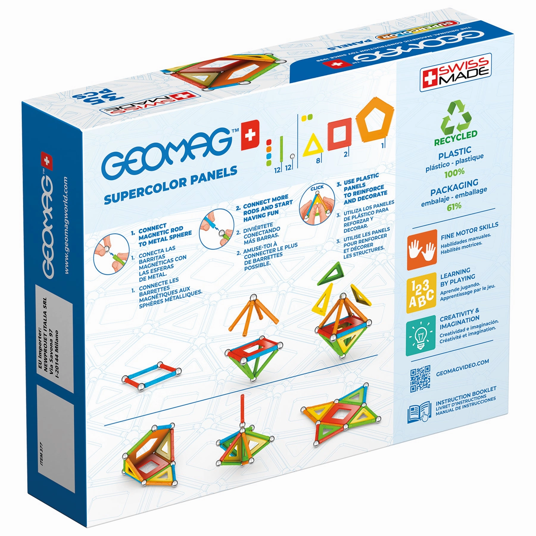 Geomag Supercolor Recycled Magnetic Building Set - 35 Pieces