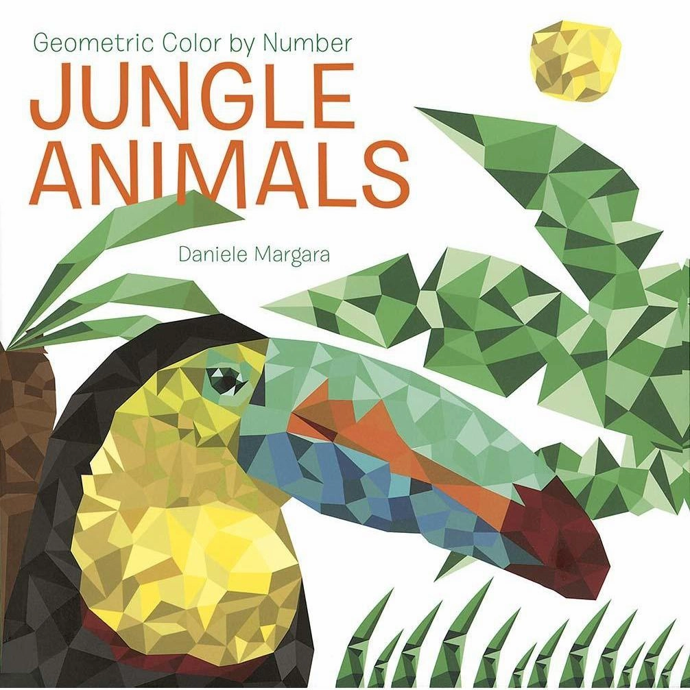Geometric Color by Number: Jungle Animals