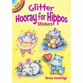 Glitter Hooray for Hippos Stickers