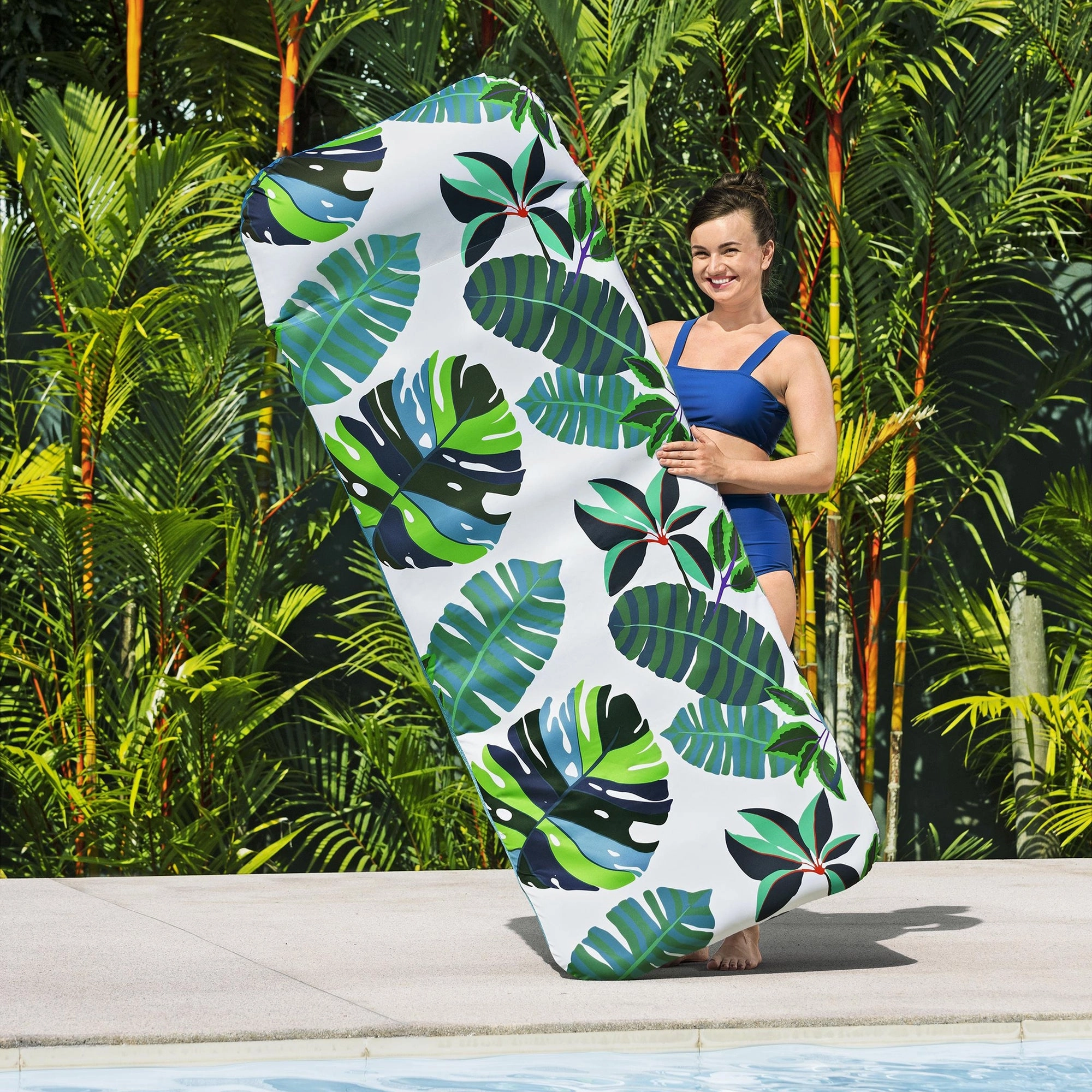 H2OGO! Blissful Drifter 72" Inflatable Floating Mat with UPF Cover & Pillow