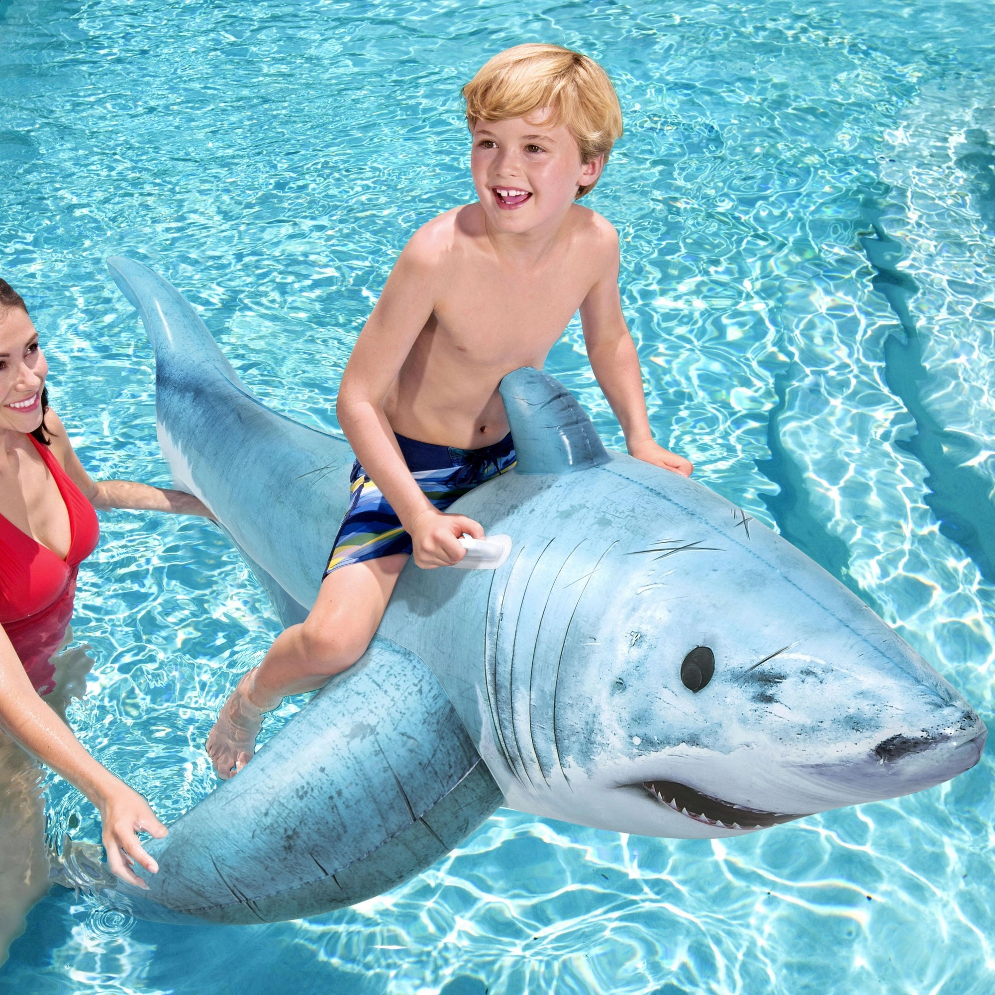 H2OGO! Realistic Shark Ride-On  72" Inflatable Pool Float with Handles
