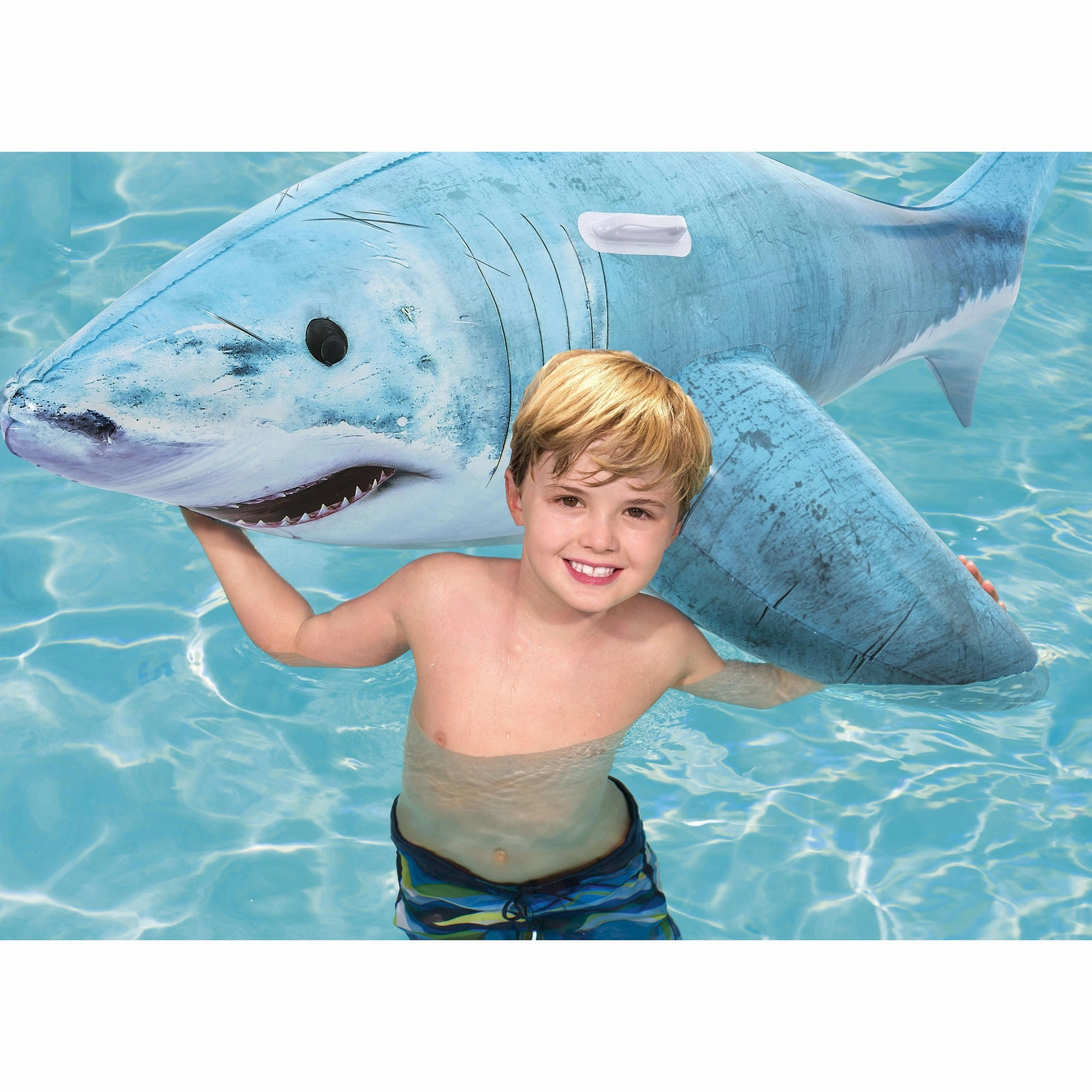 H2OGO! Realistic Shark Ride-On  72" Inflatable Pool Float with Handles