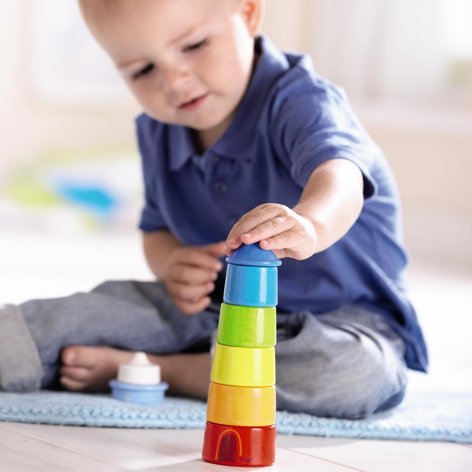 HABA Lighthouse Wooden Rainbow Stacker  Colorful Learning Toy