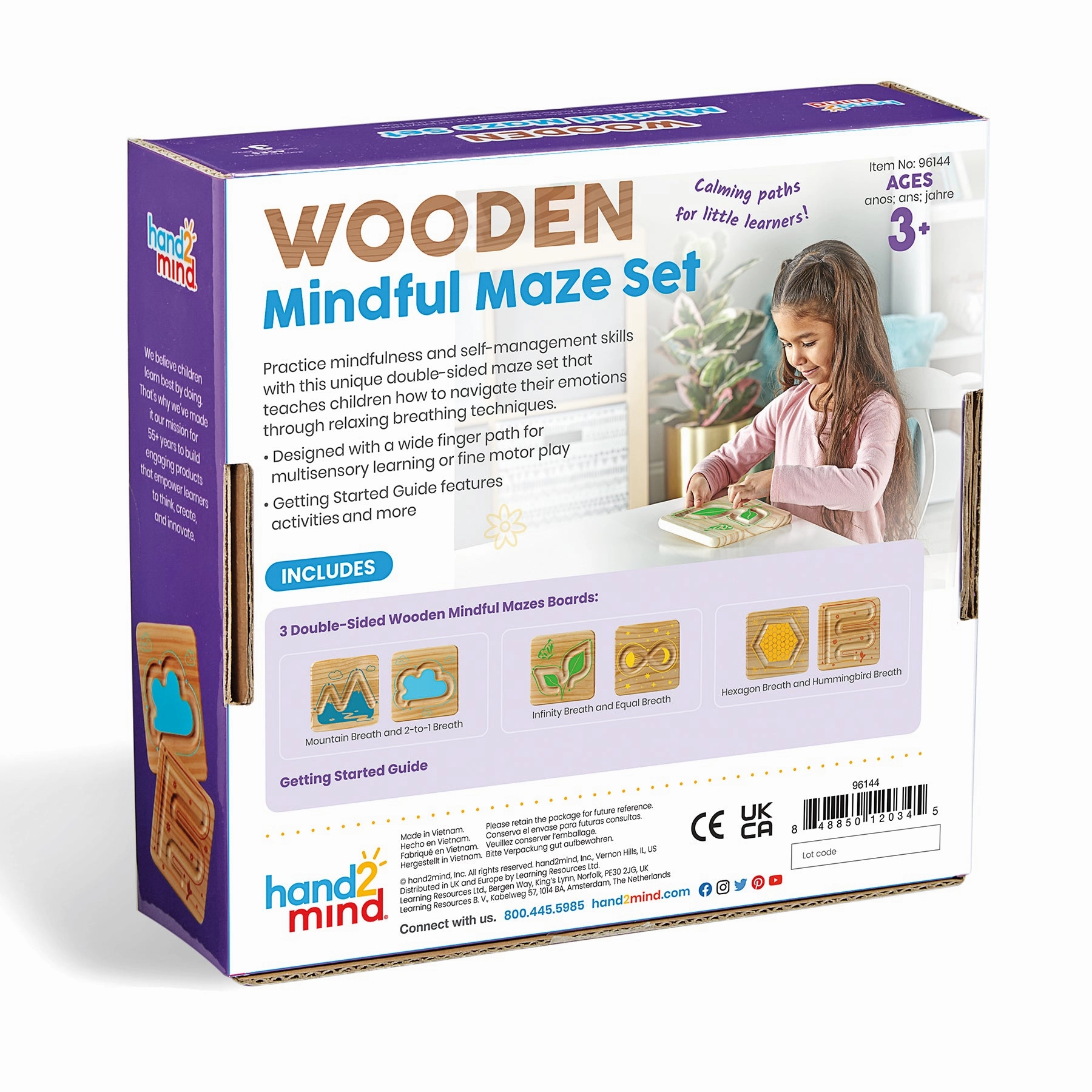 Hand2Mind Mindful Maze Naturals Set - Wooden Breathing Boards for Kids
