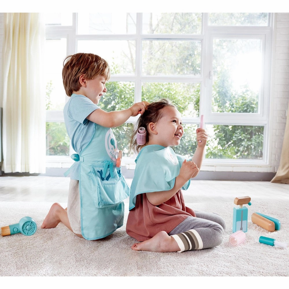 Hape 15pc Super Stylish Hair Salon Play Set - Teal & Pink