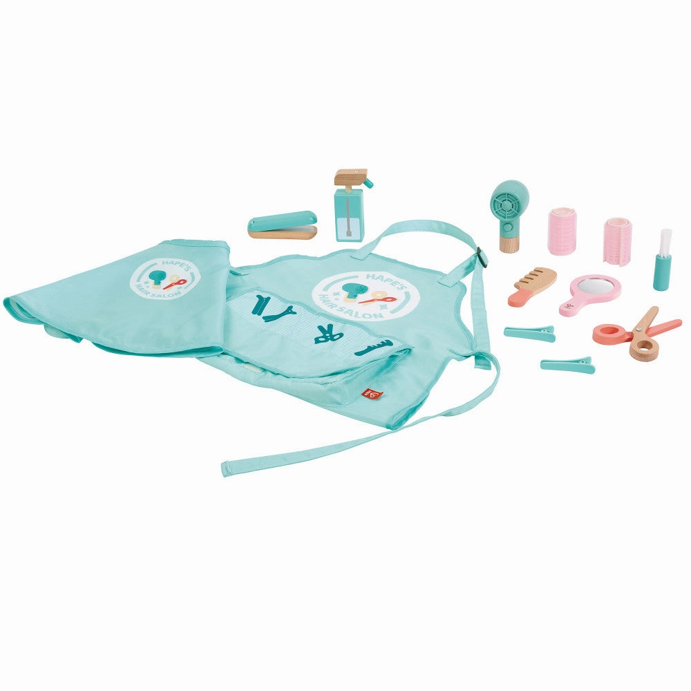 Hape 15pc Super Stylish Hair Salon Play Set - Teal & Pink