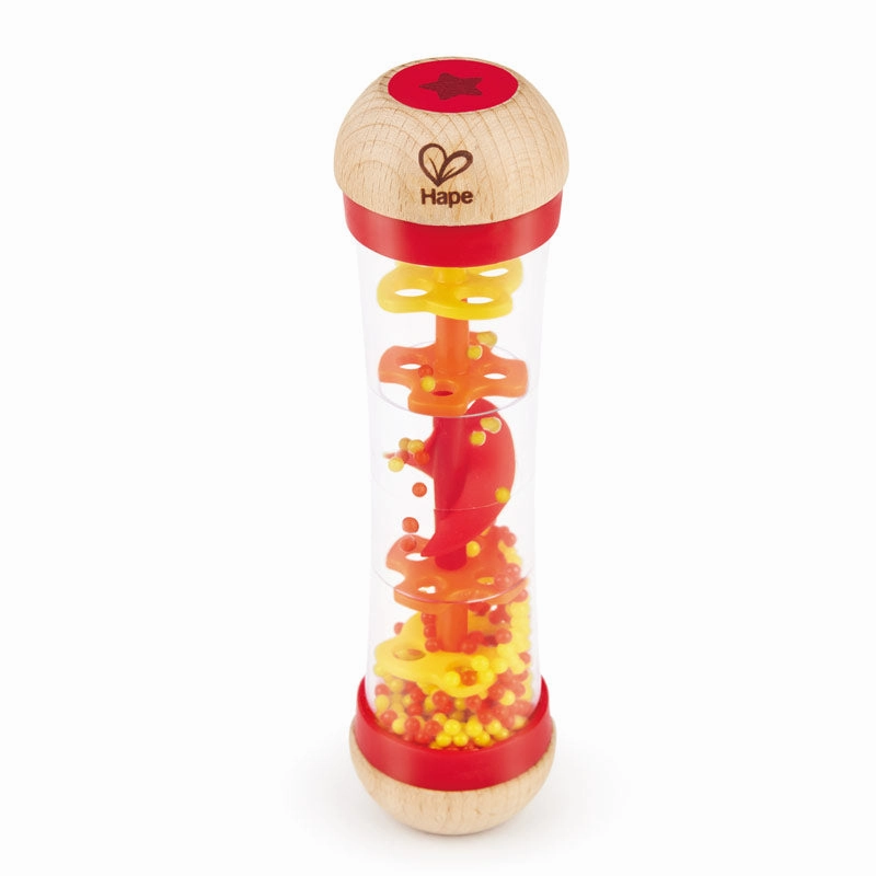 Hape Beaded Raindrops Toy For Kids Mini Wooden Musical Shake & Rattle Rainmaker