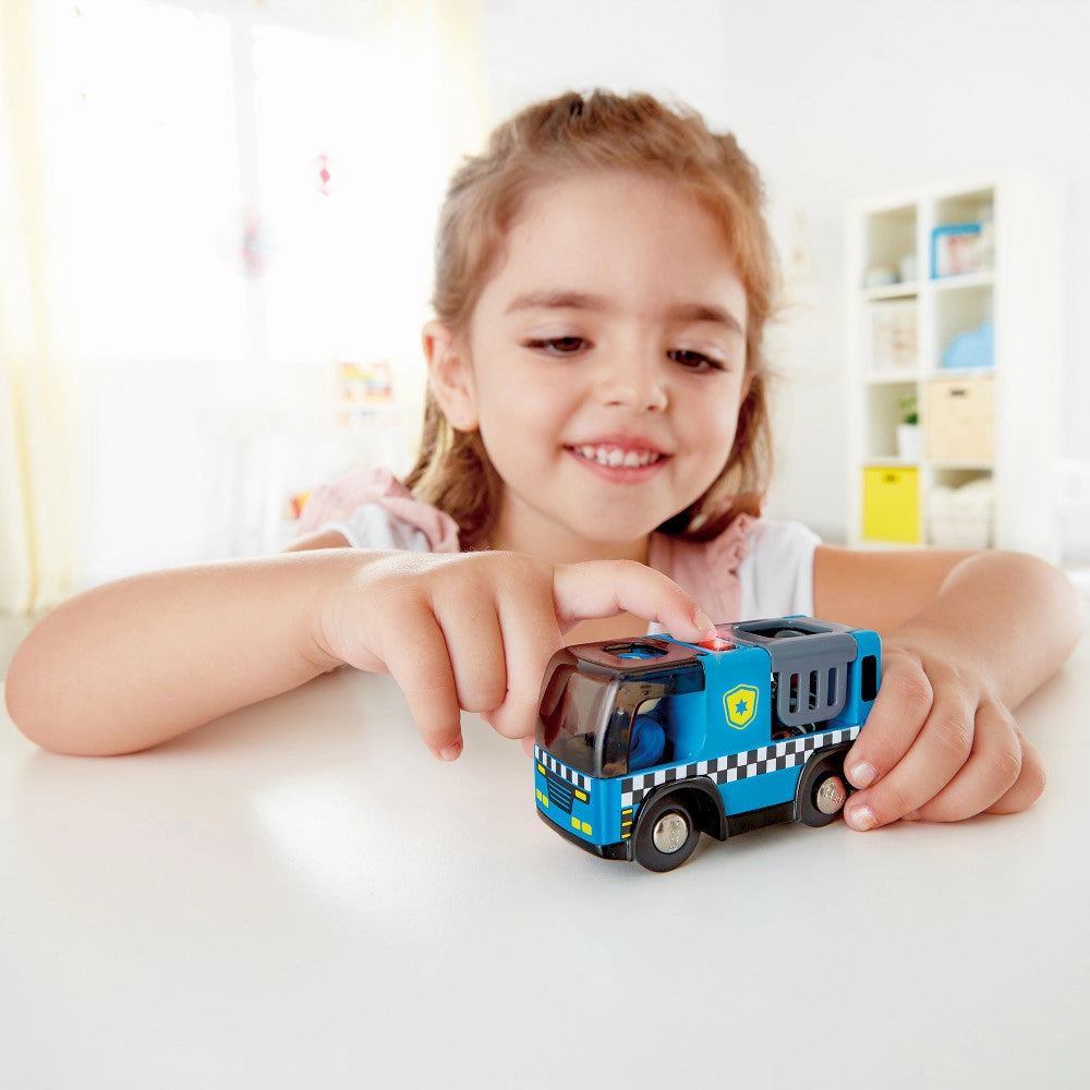 Hape Blue Police Car with Siren, Lights & Sounds Playset