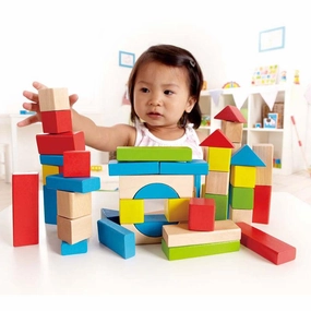 Hape Children's Maple Wooden Building Blocks & Cotton Bag for Ages 1 