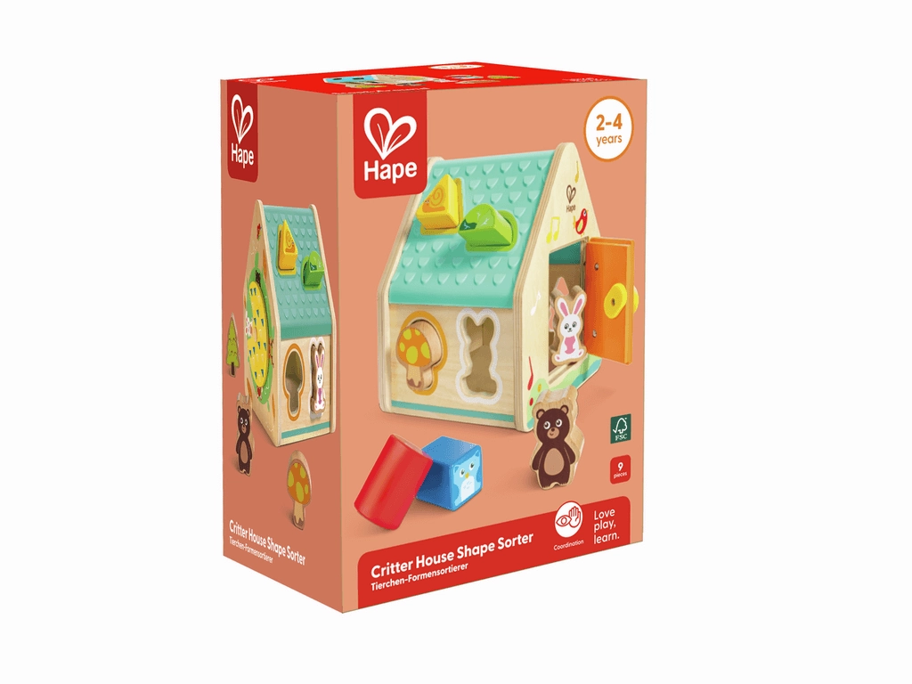 Hape Critter House Shape Sorter Wooden Playset for Toddlers Age 2 & Up