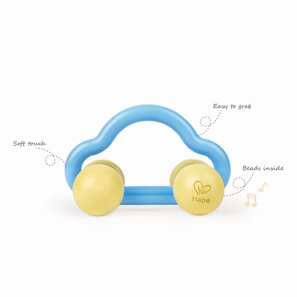 Hape Eco-Friendly Rattle & Roll Toy Car  Blue & Yellow
