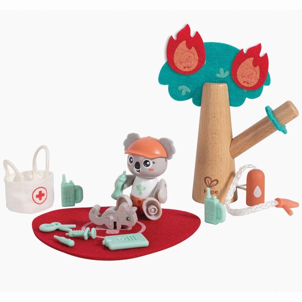 Hape Forest Fire Rescue Adventure Playset - 17pc Wooden Toy