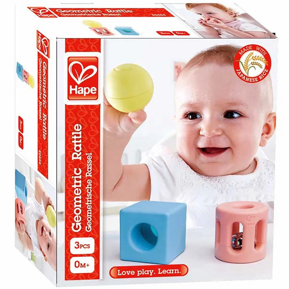 Hape Geometric Rattle Trio - 3pc Teething & Shake Toy